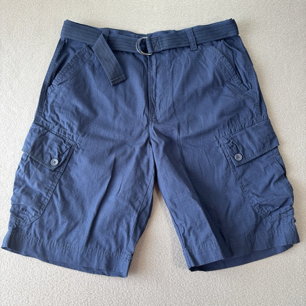 Calvin Klein Mens‎ Ripstop Cargo Shorts Belted Sz 34 Blue Ripstop Utility Summer